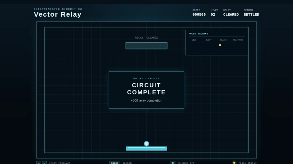Vector Relay after the repair: circuit complete, score 500